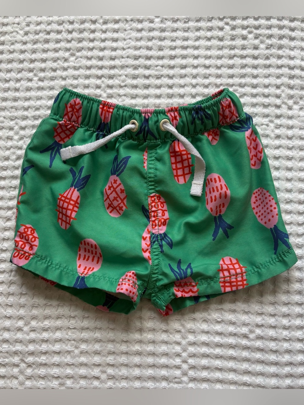 Hanna Andersson Pineapple Print Swim Trunks Green Bathing Suit Pool Beach - 3-6M